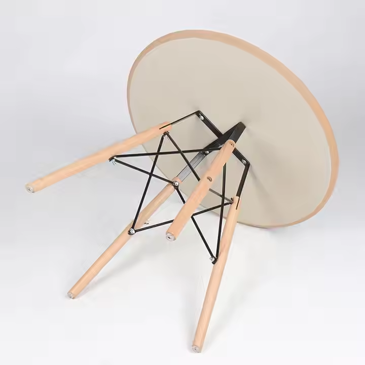 Modern White Round Low Height Small Size Wooden Tea Table